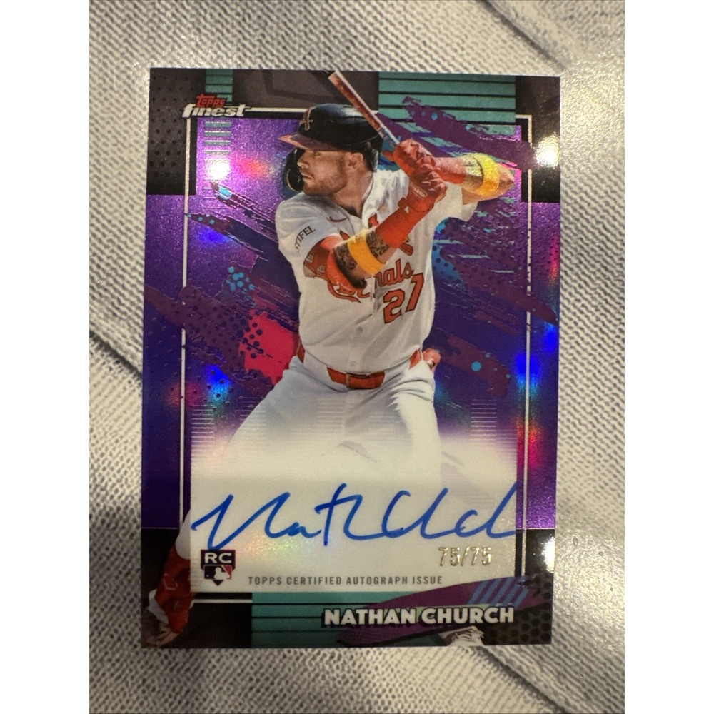2026 Topps Finest Nathan Church Auto RC Purple Refractor Rookie #75/75 Cardinals